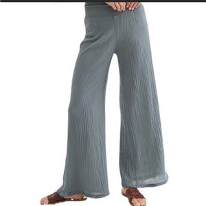 Michael Stars Susie Wide Leg Smocked Gauze Pant size M Lake Blue